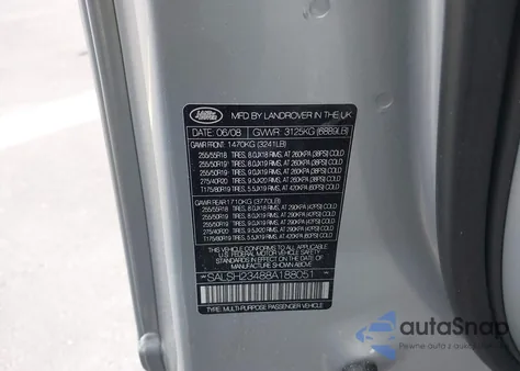 2008 Land Rover Range Rover Sport Supercharged из США, поврежденный, VIN SALSH23488A188051